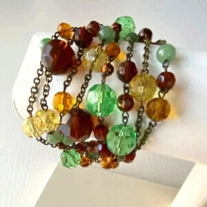 VINTAGE Faceted 8-Stranded Chain Bead Bracelet. Y2K